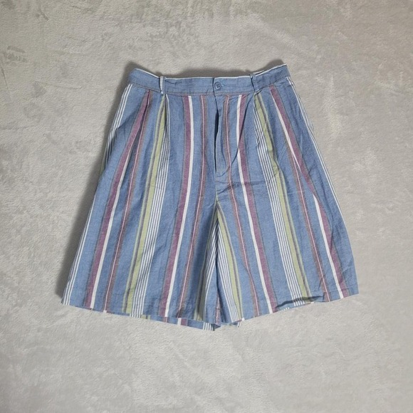Pants - Vintage Ultra High Rise Preppy Womens Shorts Striped 100% cotton